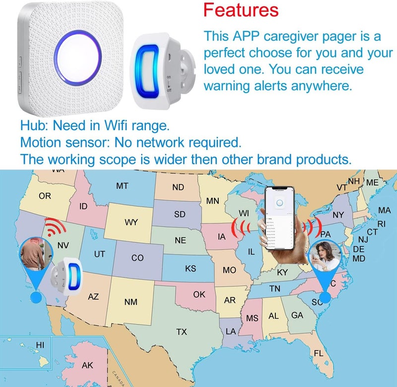 EverNary WiFi Smart Bed Sensor Alarm and Fall Prevention for Elderly/Adults/Seniors, Dementia,Wireless Caregiver Motion Sensor Alarm with App (only Supports 2.4GHz WiFi) - Image 5